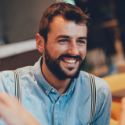Close up of bearded man smiling